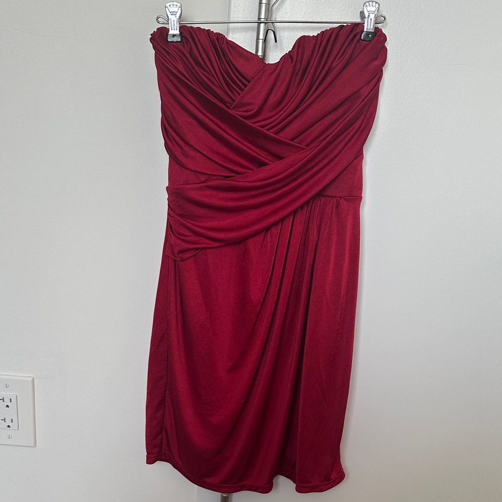 Express Strapless Ruby Red Dress